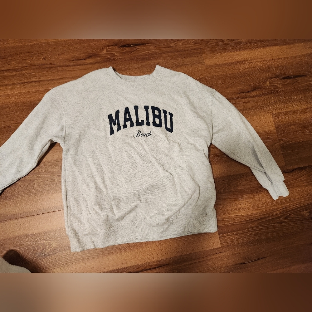 Old Navy Light Gray Crewneck with Navy Lettering